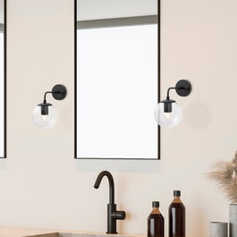 Opviq Lámpara de pared negra con tapa de cristal